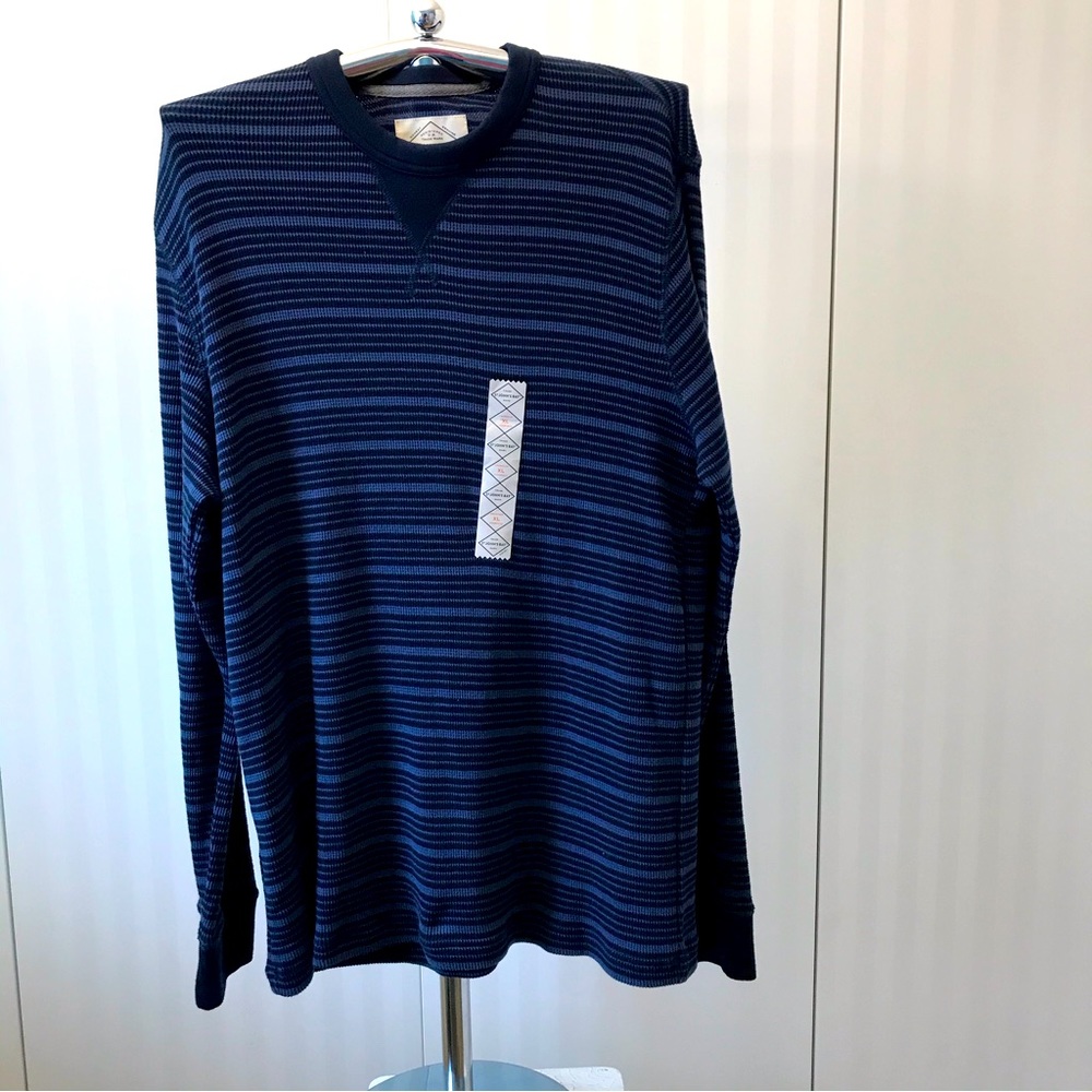 NWT St John’s Bay blue striped men’s long sleeve sweater Size XL